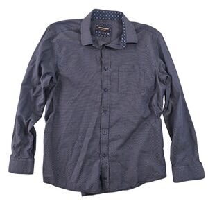 Johnston & Murphy Mens Large Navy Geometric Micro-Print Long Sleeve Button Down